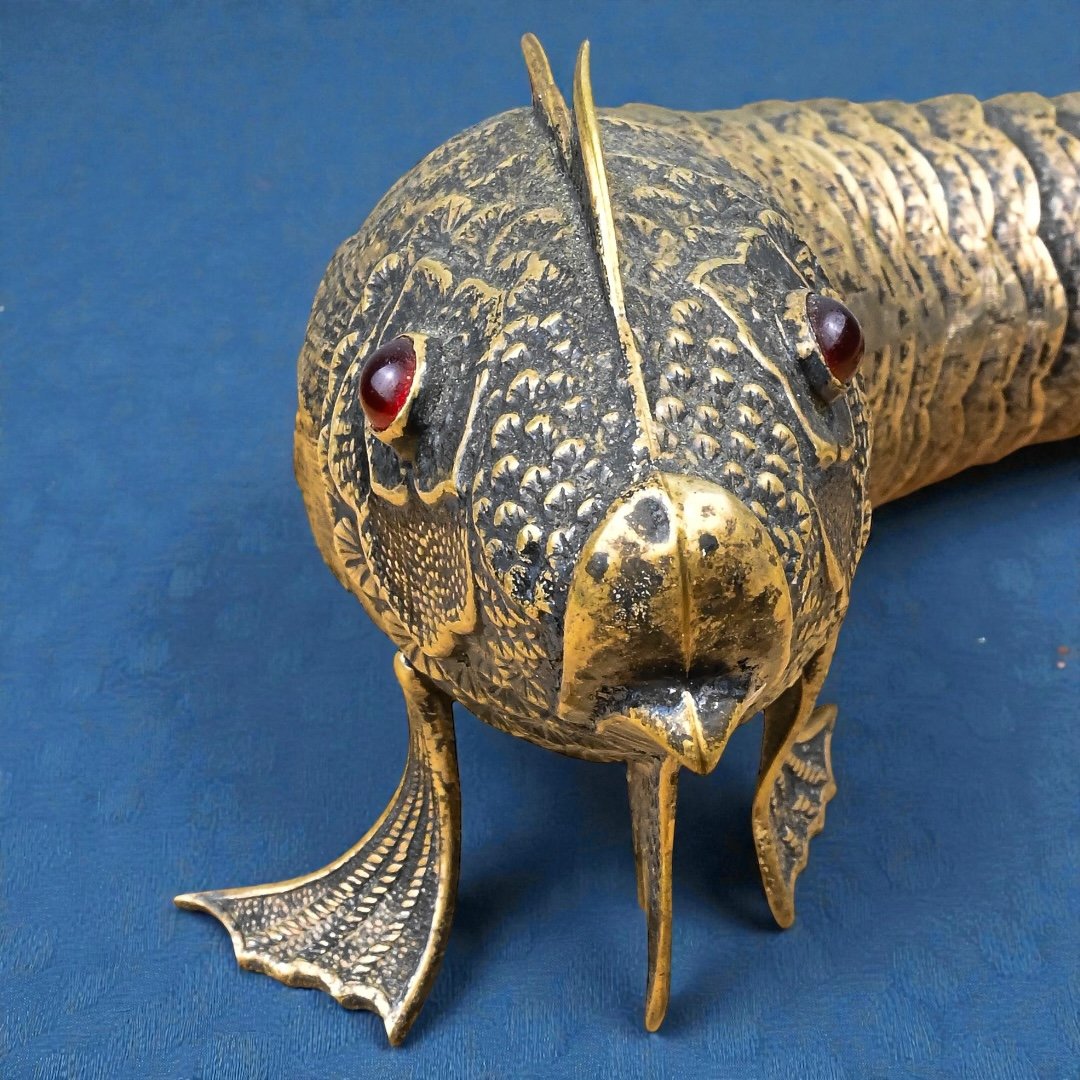 Pesce in Argento Cesellato con Corpo Articolato e Snodabile - Spagna XX Secolo-photo-4